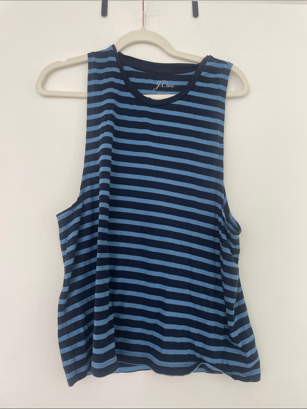 J. Crew Navy and Light Blue Striped Tank Top